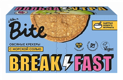 Крекеры Take a Bite овсяные с морской солью  в Казахстане, интернет-аптека Aurma.kz