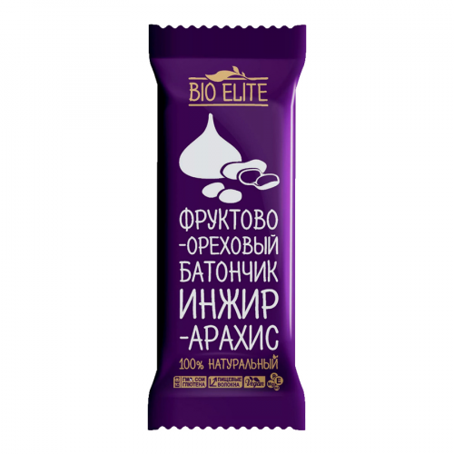 BIO ELITE Батончик фруктово-ореховый Инжир/арахис, 35гр.  в Казахстане, интернет-аптека Aurma.kz