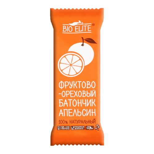 BIO ELITE Батончик фруктово-ореховый Апельсин, 35гр.  в Казахстане, интернет-аптека Aurma.kz