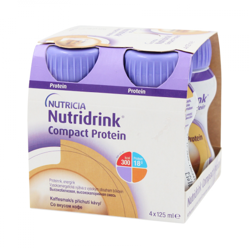 NUTRICIA Смесь жидкая Nutridrink Compact Protein со вкусом кофе 4*125мл  в Казахстане, интернет-аптека Aurma.kz