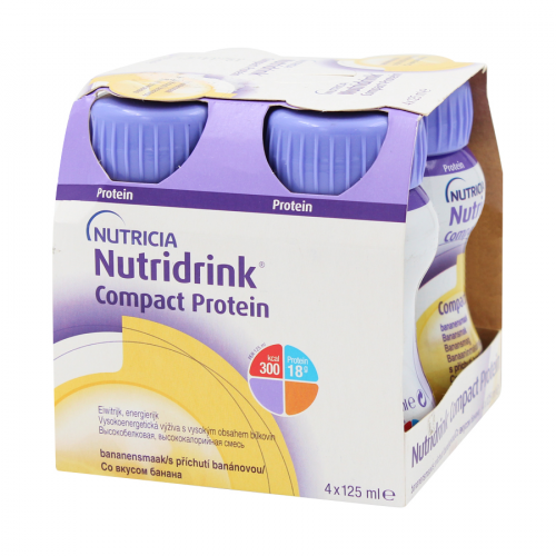 NUTRICIA Смесь жидкая Nutridrink Compact Protein со вкусом банана 4*125мл  в Казахстане, интернет-аптека Aurma.kz