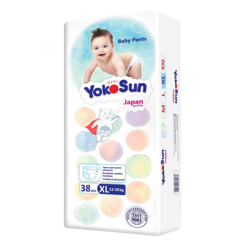 YOKO SUN PREMIUM Подгузники-трусики XL 12-20кг 38шт  в Казахстане, интернет-аптека Рокет Фарм