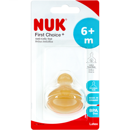 NUK Соска на бутылочку Fist Choice Plus латекс 2 6м+ (L) в Казахстане, интернет-аптека Aurma.kz