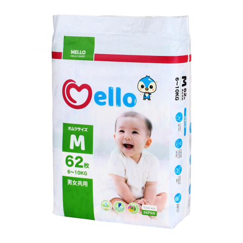 MELLO HELLO BABY Подгузники 6-10кг M 62  в Казахстане, интернет-аптека Aurma.kz