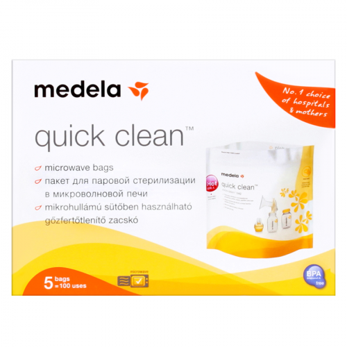 MEDELA Пакеты для паровой стерилизации в микроволновке 5шт QUICK CLEAN  в Казахстане, интернет-аптека Aurma.kz