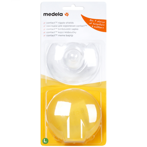 MEDELA Накладки для кормления + контейнер CONTACT NIPPLE SHIELDS ( размер L) 24мм  в Казахстане, интернет-аптека Рокет Фарм