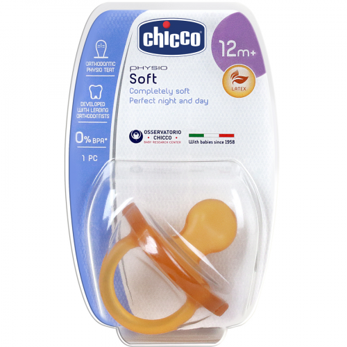 CHICCO Пустышка летекс Physio soft 12+ 2шт.  в Казахстане, интернет-аптека Aurma.kz