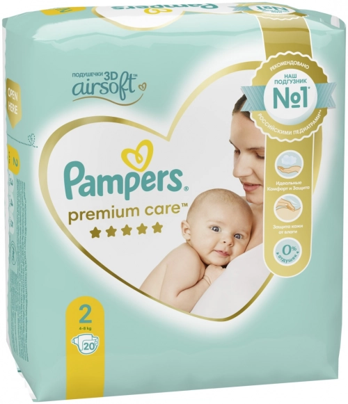 Pampers Подгузник Premium care Mini 2 4-8кг  в Казахстане, интернет-аптека Aurma.kz