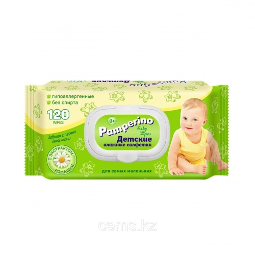 Влажные салфетки Pamperino с экстрактом ромашки 0+ в Казахстане, интернет-аптека Aurma.kz