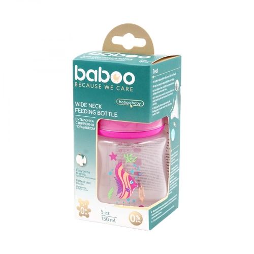 Бутылочка Baboo Sea life силикон розовый (с рождения)  в Казахстане, интернет-аптека Aurma.kz