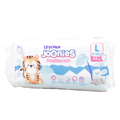 JOONIES Трусики Premium soft 3D L 44 9-14кг  в Казахстане, интернет-аптека Aurma.kz