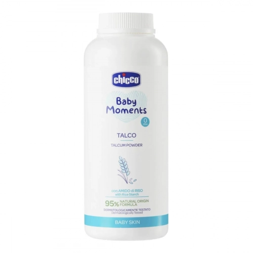 Chicco baby moments тальк-пудра с рисовым крахмалом с 0+ мес  в Казахстане, интернет-аптека Aurma.kz