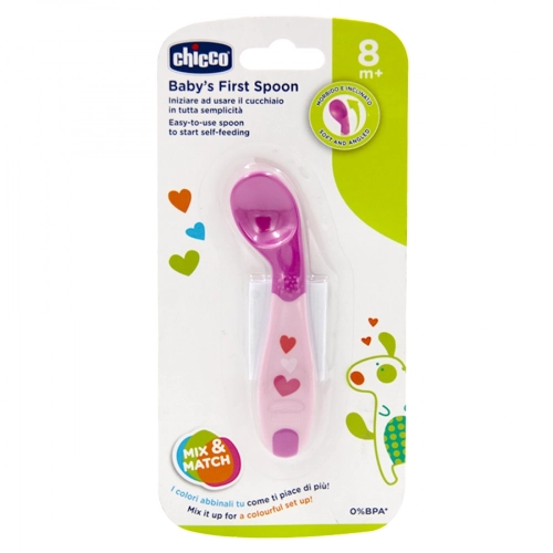 Chicco ложка Baby's First Spoon, розовая 8м+  в Казахстане, интернет-аптека Рокет Фарм