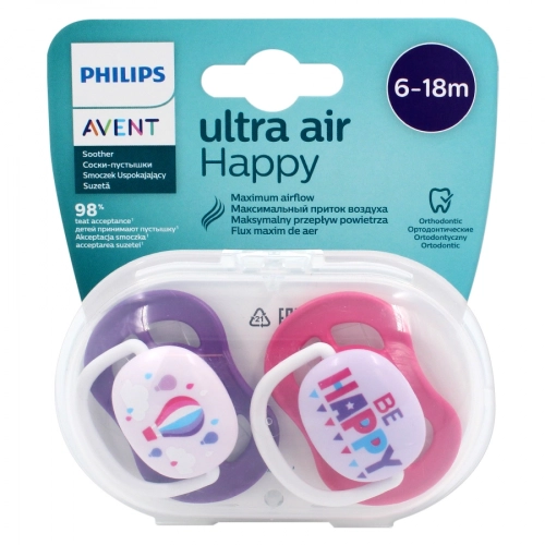 Соска-пустышка Avent Ultra Air силиконовая SCF080/16 (6-18 месяцев)  в Казахстане, интернет-аптека Aurma.kz