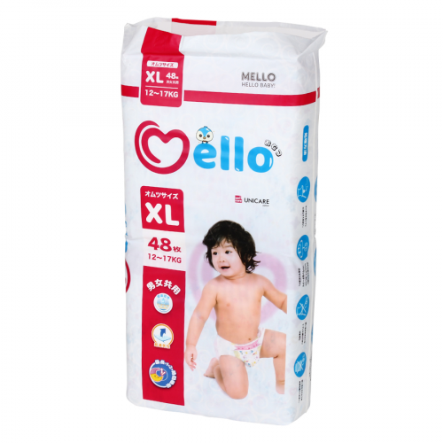 MELLO HELLO BABY Подгузники 12-17кг XL 48  в Казахстане, интернет-аптека Aurma.kz