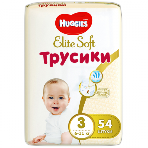 HUGGIES Трусики Elite Soft 3  6-11кг 54шт  в Казахстане, интернет-аптека Рокет Фарм