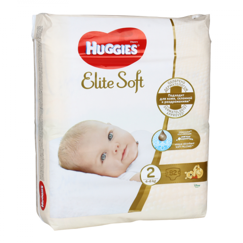 HUGGIES Подгузники Elite Soft  4-6кг 82шт  в Казахстане, интернет-аптека Рокет Фарм