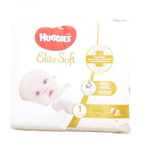 HUGGIES Подгузники Elite Soft  3-5кг 84шт  в Казахстане, интернет-аптека Рокет Фарм