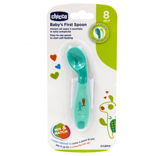 Chicco ложка Baby's First Spoon, голубая 8м+  в Казахстане, интернет-аптека Рокет Фарм