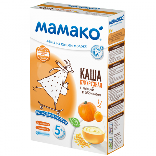 МАМАКО Каша кукурузная, тыква-абрикос, на козьем молоке, 200гр., 4м.+  в Казахстане, интернет-аптека Рокет Фарм