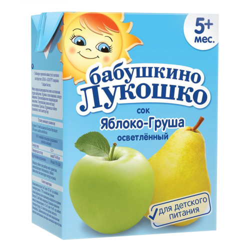 БАБУШКИНО ЛУКОШКО Сок Яблоко/груша осветленный 5м+ 200мл ТетраПак  в Казахстане, интернет-аптека Рокет Фарм