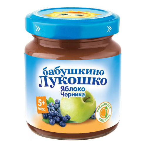 БАБУШКИНО ЛУКОШКО Пюре яблоко черника 100гр  в Казахстане, интернет-аптека Рокет Фарм
