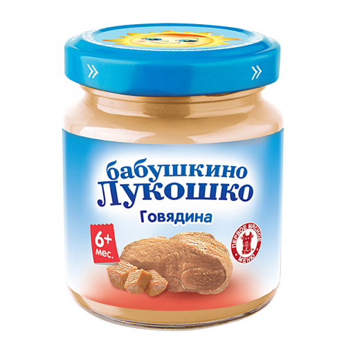 БАБУШКИНО ЛУКОШКО Пюре говядина/печень с 8 месяцев 100гр  в Казахстане, интернет-аптека Aurma.kz