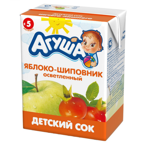 АГУША Сок осветленный яблоко-шиповник 5+  в Казахстане, интернет-аптека Aurma.kz