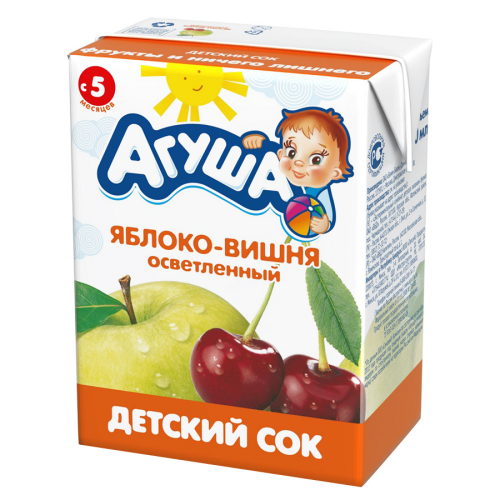 АГУША Сок осветленный яблоко-вишня 5+  в Казахстане, интернет-аптека Aurma.kz