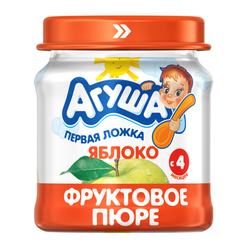 АГУША Пюре фруктовое Первая ложка груша-яблоко 5+ 115гр (стекло)  в Казахстане, интернет-аптека Aurma.kz