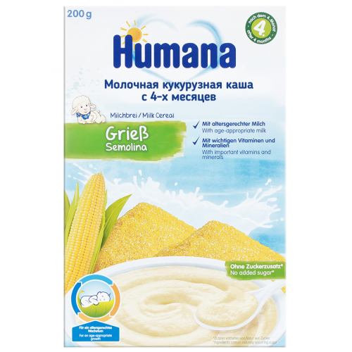 HUMANA Каша молочная Кукурузная 4м+ 200гр  в Казахстане, интернет-аптека Рокет Фарм