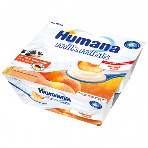 HUMANA Десерт Milk Minis Персик 4*100гр  в Казахстане, интернет-аптека Рокет Фарм