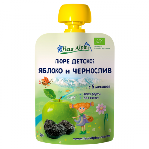 Пюре Fleur Alpine яблоко и чернослив  в Казахстане, интернет-аптека Aurma.kz