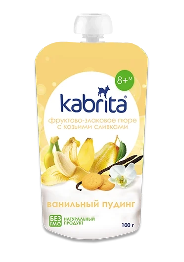 Пюре Kabrita ванильный пудинг с козьими сливками (с 8 месяцев)  в Казахстане, интернет-аптека Рокет Фарм