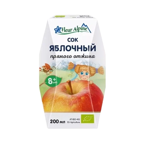 Сок Fleur Alpine яблоко прямого отжима (с 8 месяцев)  в Казахстане, интернет-аптека Aurma.kz