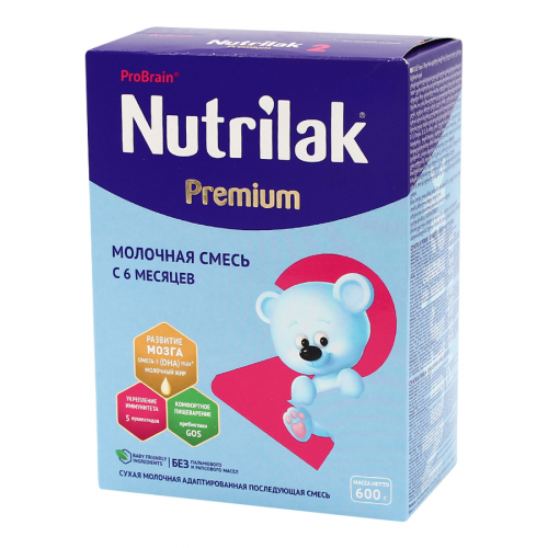 NUTRILAK Смесь PREMIUM 2 с 6 месяцев смесь молочная сухая последующая 600гр  в Казахстане, интернет-аптека Aurma.kz