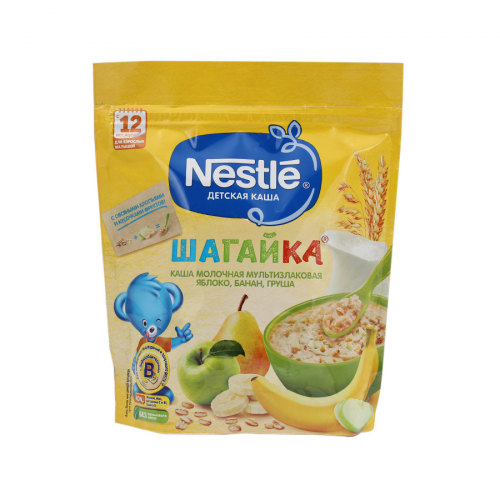 NESTLE Каша 5 злаков молочная с яблоком бананом и грушей 200гр пауч  в Казахстане, интернет-аптека Aurma.kz