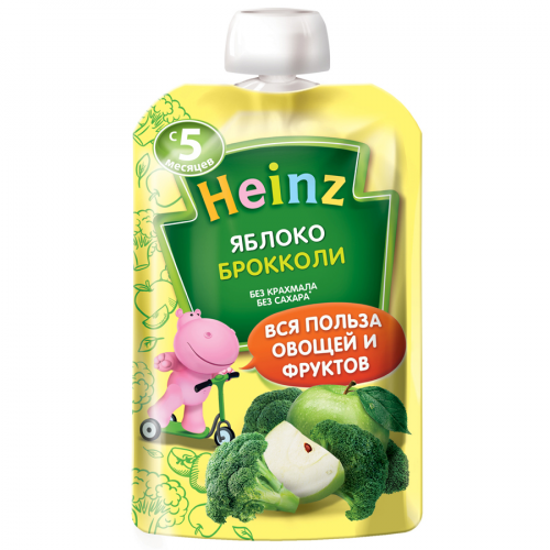 HEINS Пюре Яблоко-брокколи (пауч) 90гр  в Казахстане, интернет-аптека Рокет Фарм