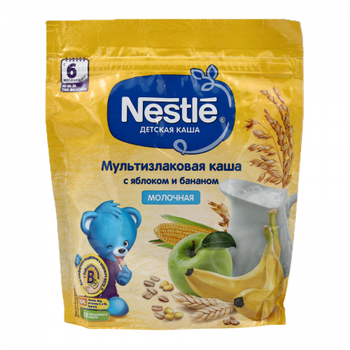 NESTLE Каша мультизлаковая молочная с яблоком и бананом 220гр пауч 6+  в Казахстане, интернет-аптека Aurma.kz