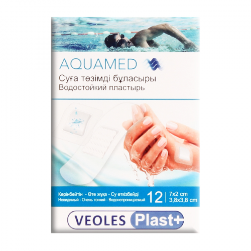 VEOLES PLAST+ Пластырь водостойкий 12шт 7*2см и 3,8*3,8см  в Казахстане, интернет-аптека Рокет Фарм