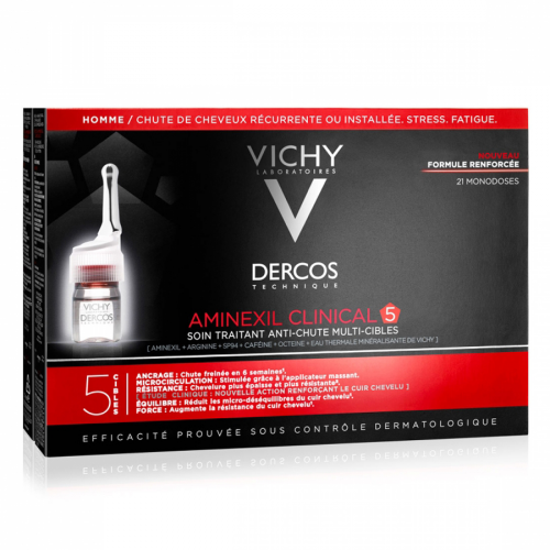VICHY DERCOS Средство от выпадения волос Aminexil Intensive 5, 21 монодоза  в Казахстане, интернет-аптека Aurma.kz