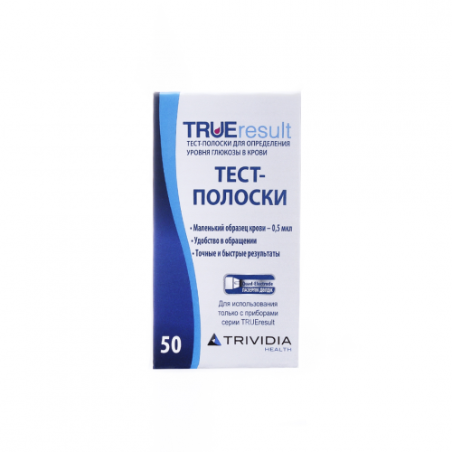 Тест полоски для определения уровня глюкозы в крови TRUEresult Тест в Казахстане, интернет-аптека Рокет Фарм