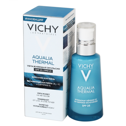 VICHY LABORATOIRES Эмульсия Увлажняющая SPF25/PPD21 AQUALIA THERMAL 50мл  в Казахстане, интернет-аптека Aurma.kz