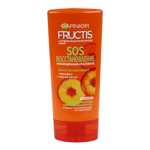 Garnier Fructis укреплящий Бальзам-Ополаскиватель SOS восстановление с керафилом и маслом амлы  в Казахстане, интернет-аптека Aurma.kz