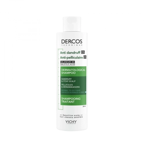 Vichy Dercos Anti-Dandruff интенсивный шампунь-уход против перхоти для нормальных и жирных волос в Казахстане, интернет-аптека Aurma.kz