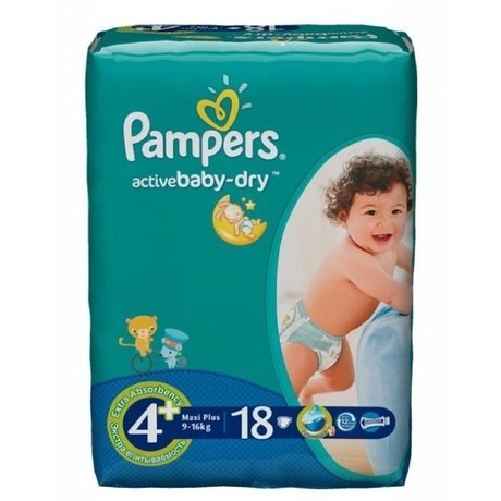 Подгузники Pampers 4+ Active Baby maxi plus (9-16 кг)  в Казахстане, интернет-аптека Aurma.kz