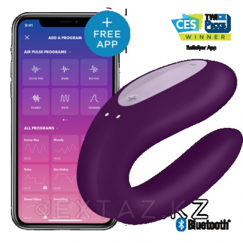 Вибратор для пар Satisfyer Partner Double Joy (фиолетовый)  в Казахстане, интернет-аптека Aurma.kz
