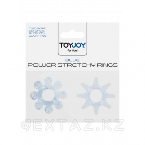 Набор эрекционных колец Power Stretchy Rings - Toy Joy (2 шт) Голубой  в Казахстане, интернет-аптека Рокет Фарм