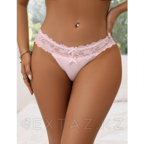 Трусики танга Sexy Floral Lace розовые (размер XL-2XL)  в Казахстане, интернет-аптека Aurma.kz
