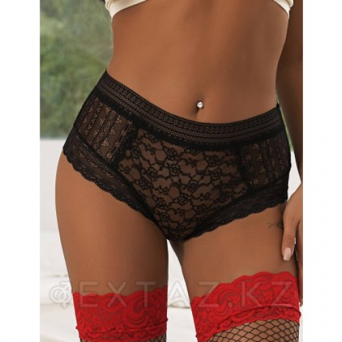 Трусики бразилиана Floral Lace черные (размер XS-S)  в Казахстане, интернет-аптека Aurma.kz